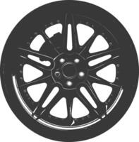 silhouette velg bordo pneumatico per auto nero colore solo vettore