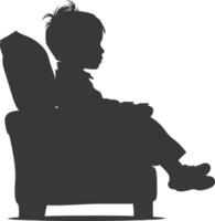 silhouette poco ragazzo seduta nel il sedia nero colore solo vettore