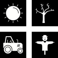 sole e albero icona vettore