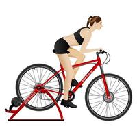 bicicletta trainer donna vista laterale isolata vettore