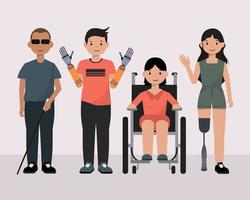 insieme di persone di carattere con disabilità vettore