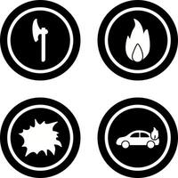 ascia e fuoco icona vettore