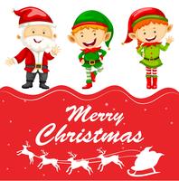 Modello di cartolina di Natale con Babbo Natale ed elfo vettore