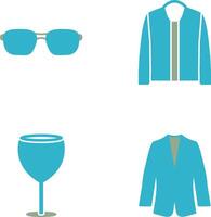 bicchieri e giacca icona vettore