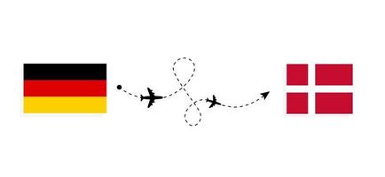volo e viaggio dalla germania alla danimarca con il concetto di viaggio in aereo passeggeri vettore