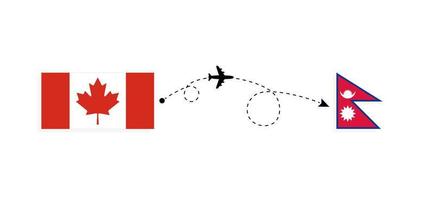 volo e viaggio dal Canada al Nepal con il concetto di viaggio in aereo passeggeri vettore