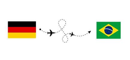 volo e viaggio dalla germania al brasile con il concetto di viaggio in aereo passeggeri vettore