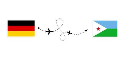 volo e viaggio dalla Germania a Gibuti con il concetto di viaggio in aereo passeggeri vettore