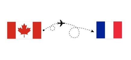 volo e viaggio dal Canada alla Francia con il concetto di viaggio in aereo passeggeri vettore
