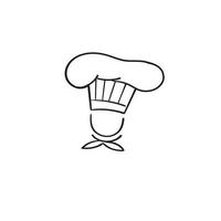 chef disegnato a mano in cappello da cucina e illustrazione uniforme da cucina con sfondo isolato vettore stile scarabocchio