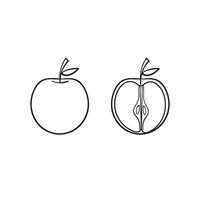 stile di arte della linea dell'illustrazione della frutta della mela di scarabocchio disegnato a mano