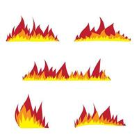 fiamma di fuoco disegnata a mano impostata con diverse forme isolate e colorate su sfondo nero illustrazione vettoriale doodle