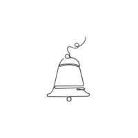 vettore disegnato a mano dell'illustrazione della campana di scarabocchio isolato nello stile di arte di linea continua