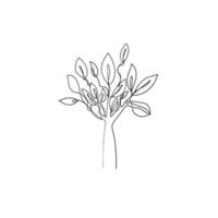 albero di doodle disegnato a mano in stile artistico a linea continua vettore