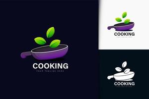 design del logo di cucina biologica con gradiente vettore