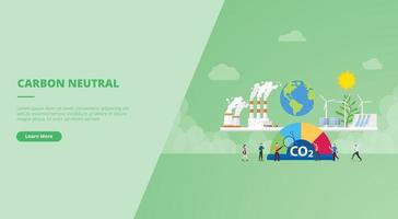 concetto carbon neutral per banner modello homepage di atterraggio sito web o presentazione di diapositive vettore