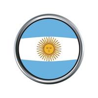 bandiera argentina con cornice cromata a cerchio argento smussato vettore