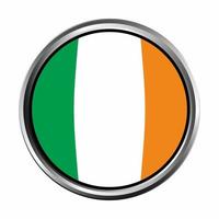 bandiera irlanda con cornice cromata cerchio argento smussato vettore