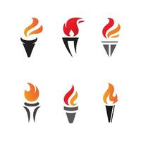 modello di vettore dell'icona del logo della fiamma della torcia