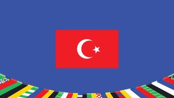 turkiye bandiera simbolo europeo nazioni 2024 squadre paesi europeo Germania calcio logo design illustrazione vettore