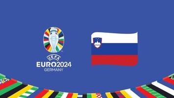 Euro 2024 slovenia bandiera nastro squadre design con ufficiale simbolo logo astratto paesi europeo calcio illustrazione vettore