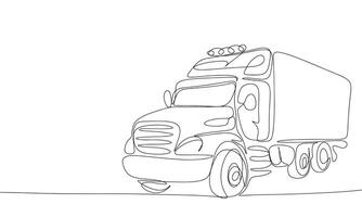 americano traccia uno linea continuo. camion linea arte. mano disegnato arte. vettore