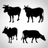 impostato di mucche. silhouette mucca isolato su bianca vettore