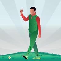 cricket giocatore di bowling festeggiare dopo assunzione un' porticina vettore