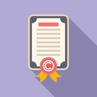 diritto d'autore legge certificato icona piatto . civile decisione vettore