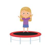 bambina carina nel gioco di salto sul trampolino vettore