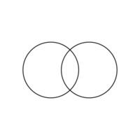 in linea venn diagramma con 2 sovrapposta cerchi. matematico o logico relazione fra diverso gruppi di le cose. modello per analitica schema isolato su bianca sfondo. vettore