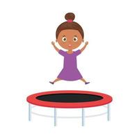 carina bambina afro nel gioco di salto sul trampolino vettore