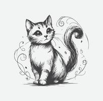 carino mano disegnato gatto schizzo vettore