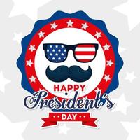 occhiali e baffi degli usa felice giorno dei presidenti disegno vettoriale