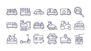 set di icone di veicoli isolati disegno vettoriale
