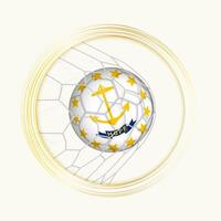 rhode isola punteggio obiettivo, astratto calcio simbolo con illustrazione di rhode isola palla nel calcio rete. vettore