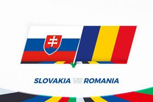 slovacchia vs Romania nel calcio concorrenza, gruppo e. contro icona su calcio sfondo. vettore