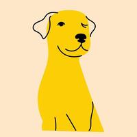 giallo, fantasia cane, cucciolo. avatar, distintivo, manifesto, logo modelli, Stampa. illustrazione nel piatto cartone animato stile vettore