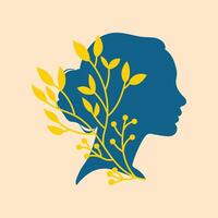 femmina silhouette nel profilo. illustrazione nel un' minimalista stile con riso Stampa effetto.stampa, logo, manifesto modelli, tatuaggio idea, pubblicità, tessuto Stampa vettore