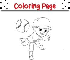 ragazzo baseball giocatore colorazione pagina per bambini. nero e bianca illustrazione per colorazione libro vettore