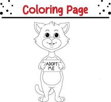 carino gatto agitando colorazione pagina per bambini e adulti vettore