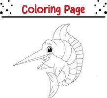 Marlin pesce colorazione libro pagina per bambini. vettore