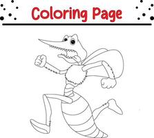 zanzara in esecuzione impaurito colorazione libro pagina per bambini vettore