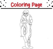 ragazzo equitazione motorsport colorazione libro pagina per bambini vettore