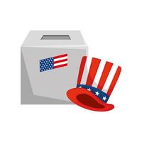 isolato usa voto casella e cappello disegno vettoriale