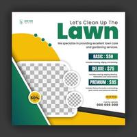 aziendale moderno prato cura giardino servizio per sociale media copertina design modello, agricoltura e biologico cibo campagna inviare ragnatela striscione, astratto verde, giallo colore forma su bianca sfondo vettore