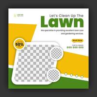 aziendale moderno prato cura giardino servizio per sociale media copertina design modello, agricoltura e biologico cibo campagna inviare ragnatela striscione, astratto verde, giallo colore forma su bianca sfondo vettore