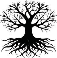 silhouette di un' albero con radici vettore