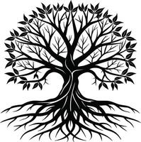 silhouette di un' albero con radici vettore