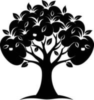 nero Mela albero silhouette su bianca sfondo vettore